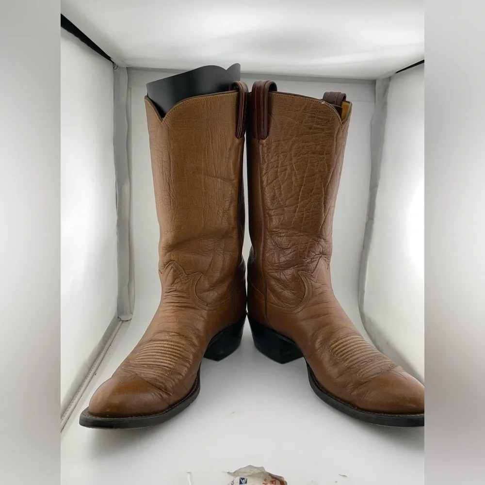 Tony Lama - Brown Textured- Handcrafted - Women's - Cowboy Boots- Size 10 B - Picture 1 of 11